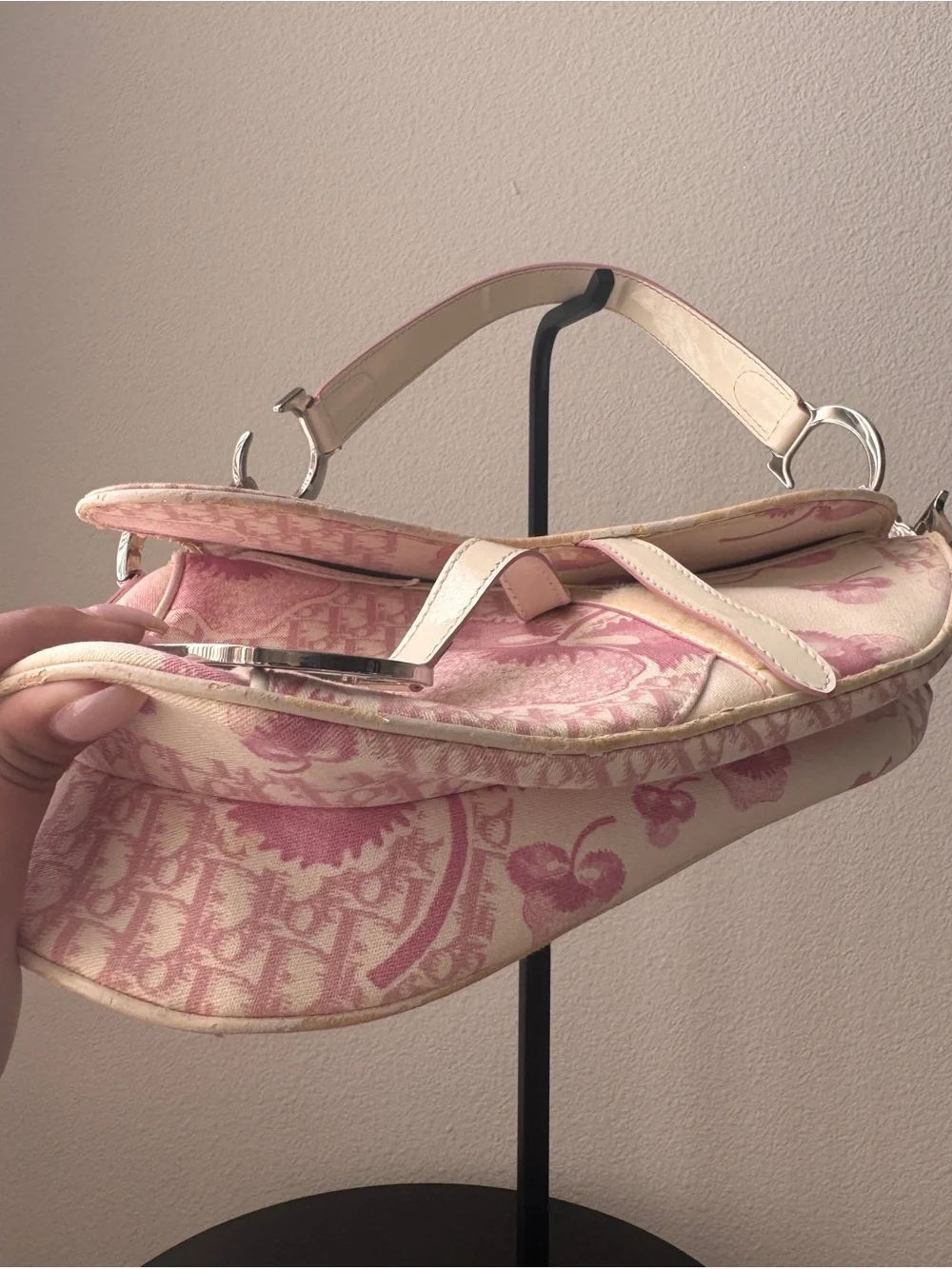 Vintage authentic Christian Dior 2004 PinkGirly Diorissimo Saddle Bag